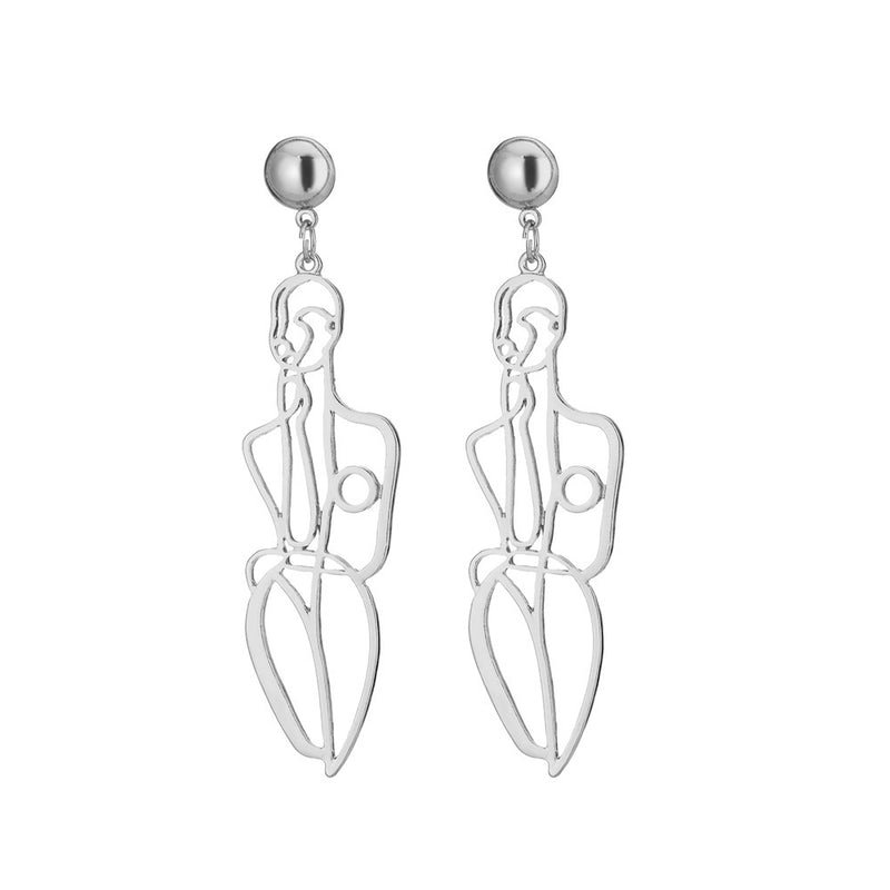 Shrink Creative Alloy Hollow Human Shape Earrings