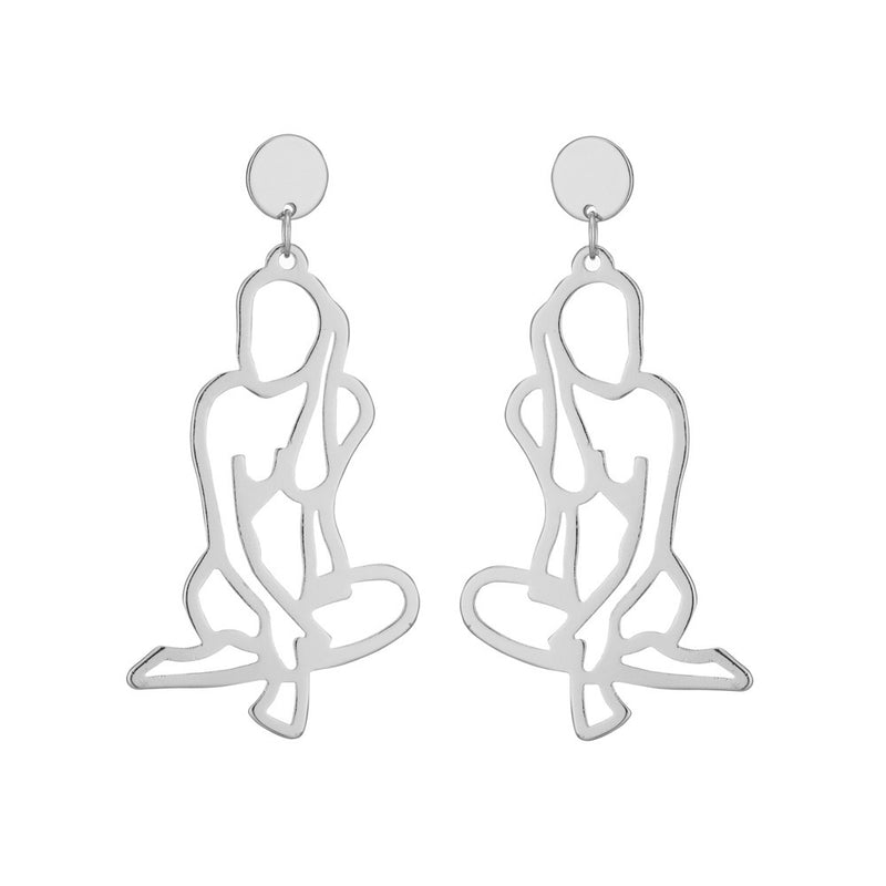 Shrink Creative Alloy Hollow Human Shape Earrings