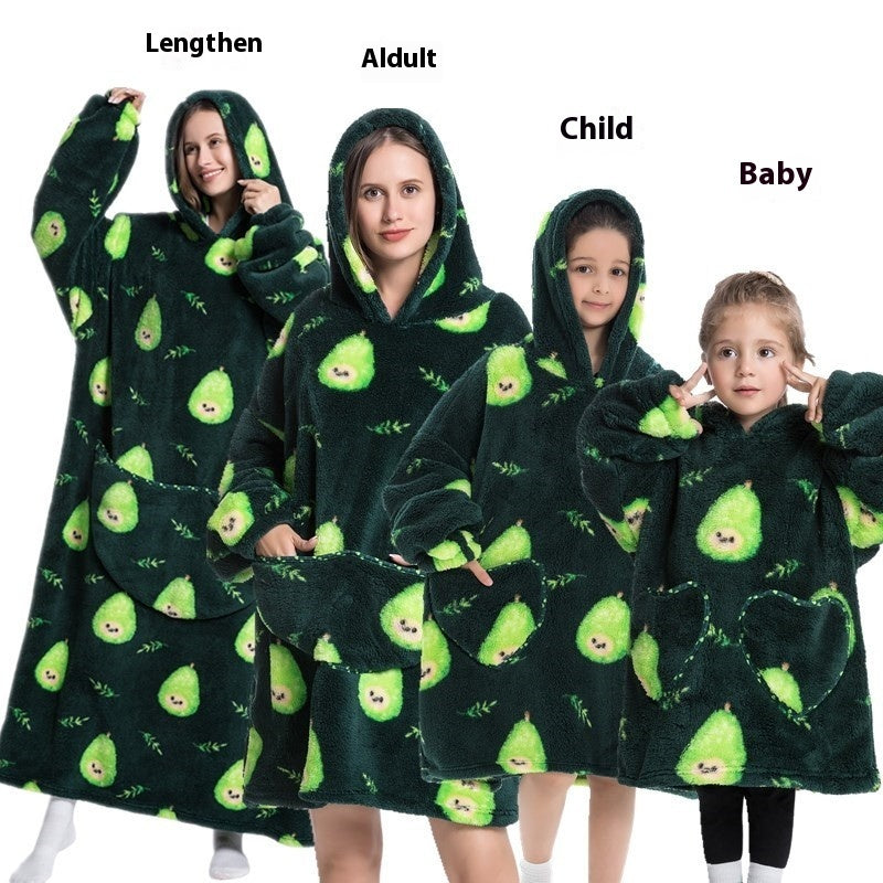 Lazy Blanket Hooded Lengthened Bare Thickened Women's Home Pajamas