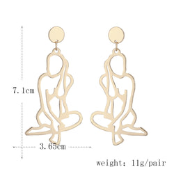 Shrink Creative Alloy Hollow Human Shape Earrings