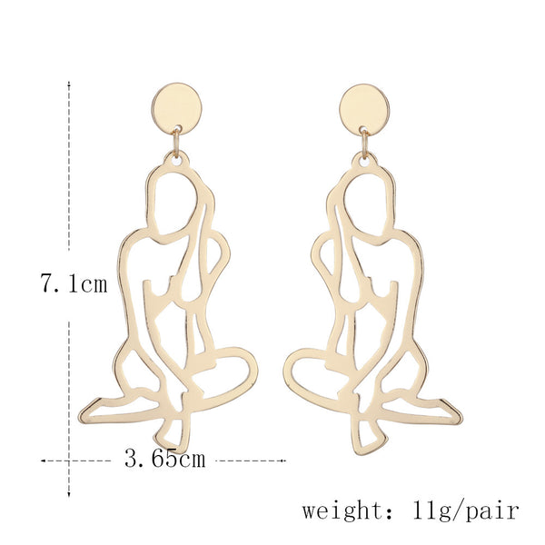 Shrink Creative Alloy Hollow Human Shape Earrings