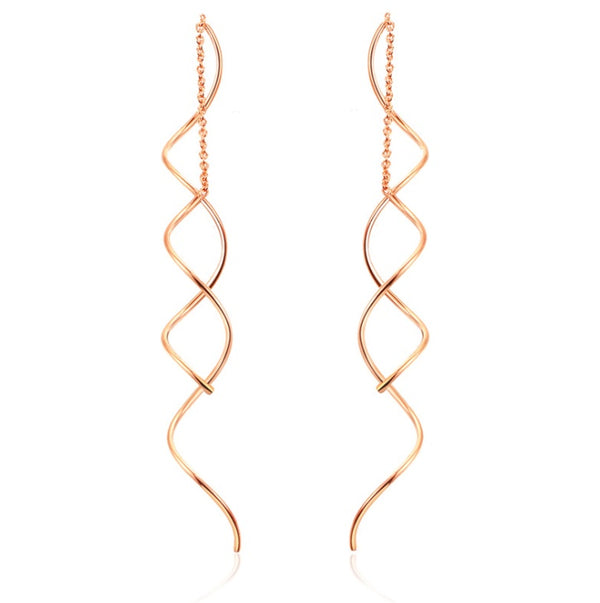 Simple and stylish wavy earrings Rose gold-plated earrings