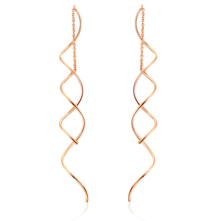 Simple and stylish wavy earrings Rose gold-plated earrings