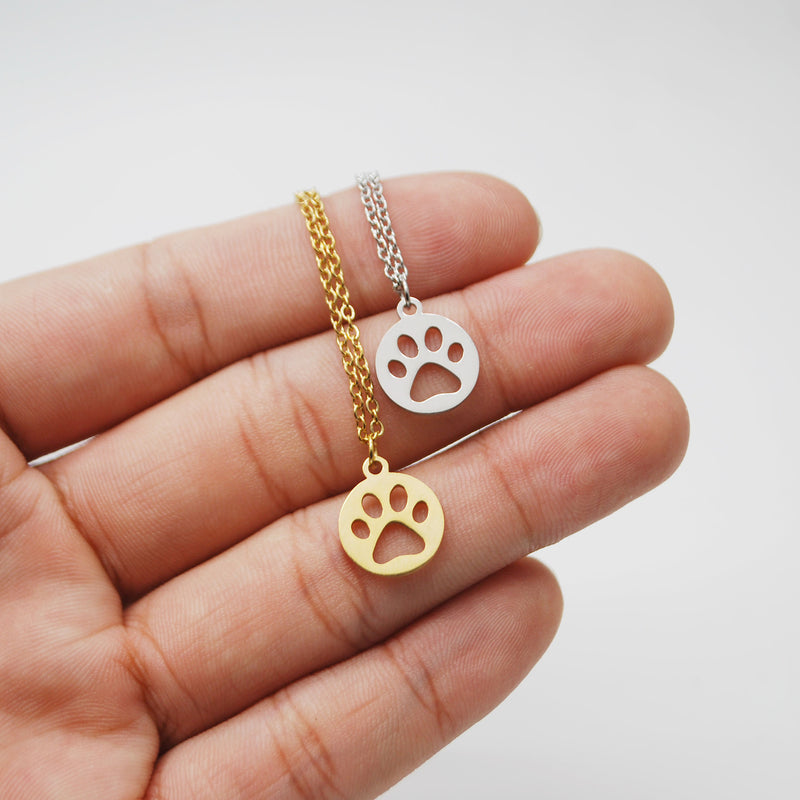 Titanium Steel Dog Paw Cat Paw Hollow Paw Print Diy Necklace