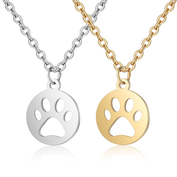 Titanium Steel Dog Paw Cat Paw Hollow Paw Print Diy Necklace