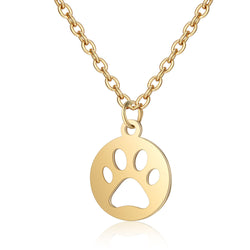 Titanium Steel Dog Paw Cat Paw Hollow Paw Print Diy Necklace