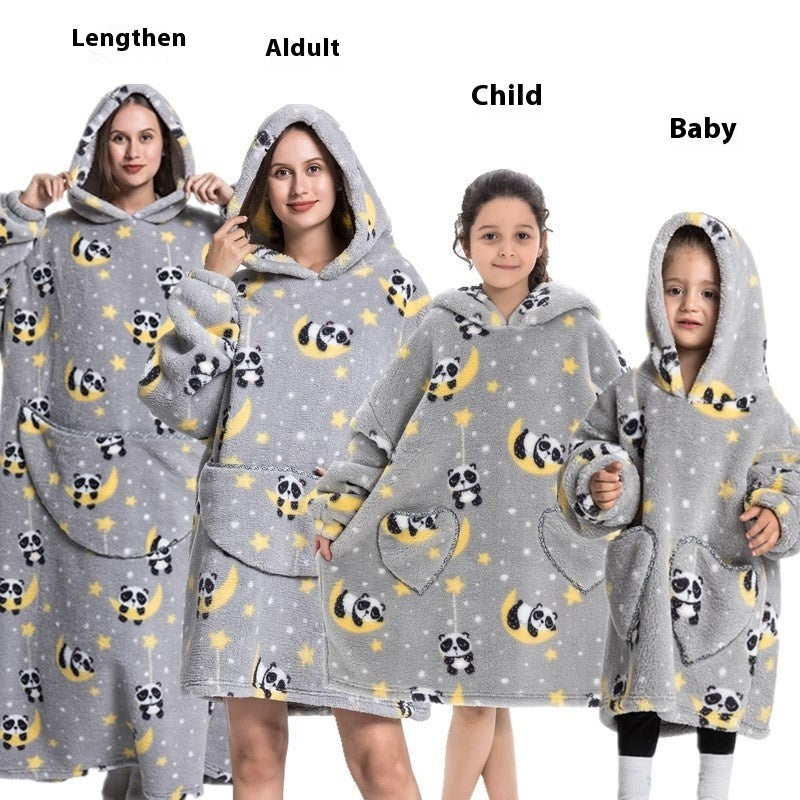 Lazy Blanket Hooded Lengthened Bare Thickened Women's Home Pajamas