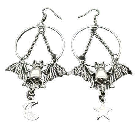 Fashion Bat Big Ring Earrings Jewelry