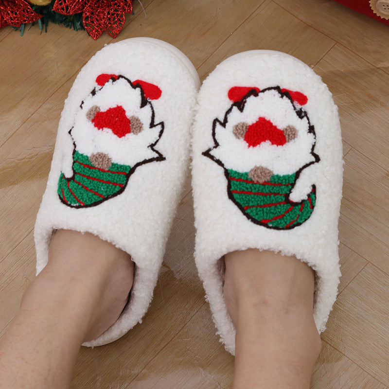 Cute Cartoon Santa Claus Home Slippers Couple Indoor Floor Bedroom Slipper Christmas Warm Shoes Women Men