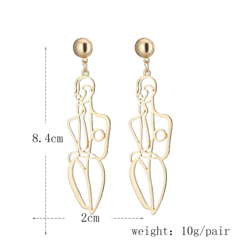 Shrink Creative Alloy Hollow Human Shape Earrings