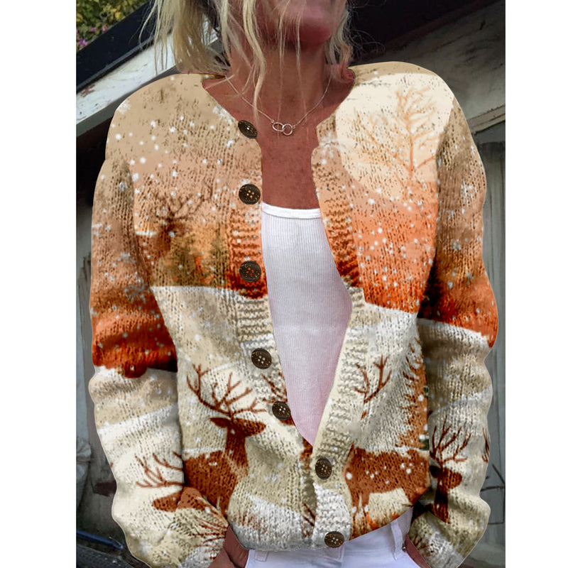 Women's Sweater Animal Elements Floral Cardigan