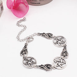 Women's Fashion Pentagram Bat Clavicle Chain Bracelet Set