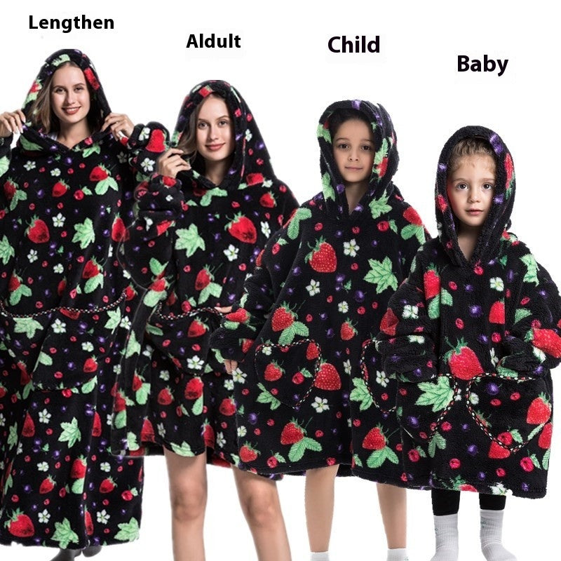 Lazy Blanket Hooded Lengthened Bare Thickened Women's Home Pajamas