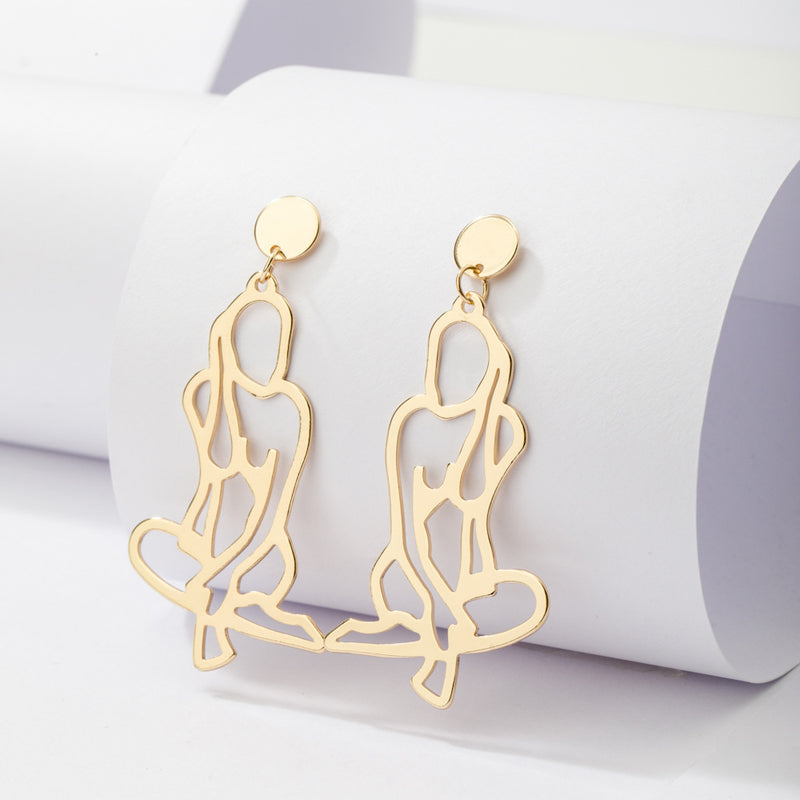 Shrink Creative Alloy Hollow Human Shape Earrings