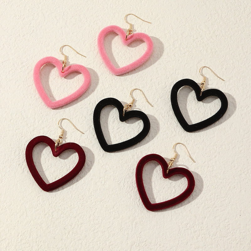 Four-color Lovely Love Girly Acrylic Flocking Earrings