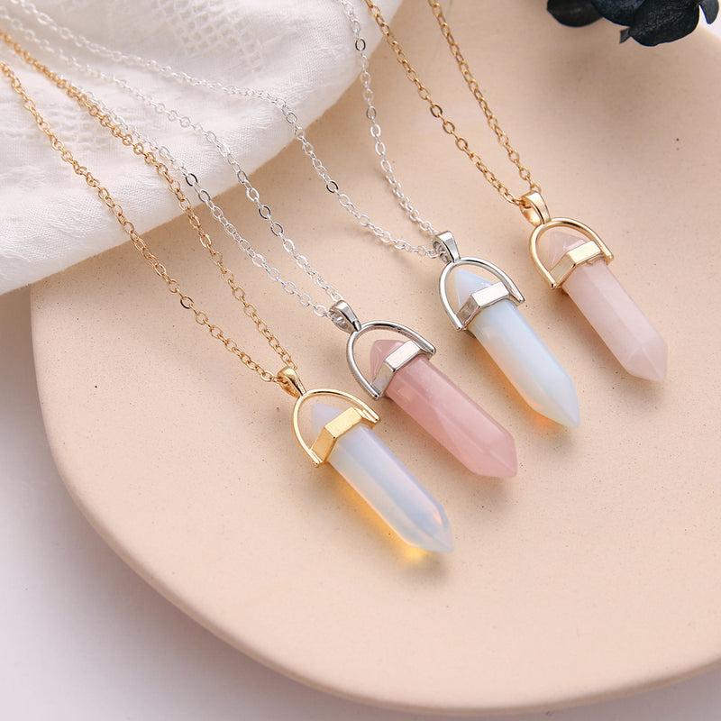 Natural Crystal Stone Pendant Clavicle Necklace