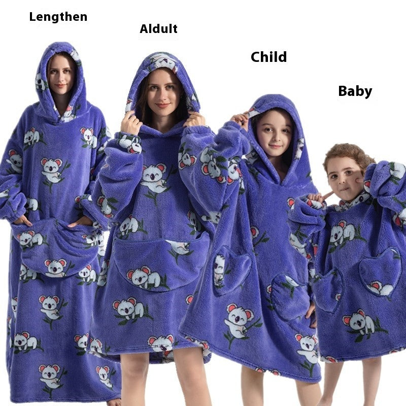 Lazy Blanket Hooded Lengthened Bare Thickened Women's Home Pajamas