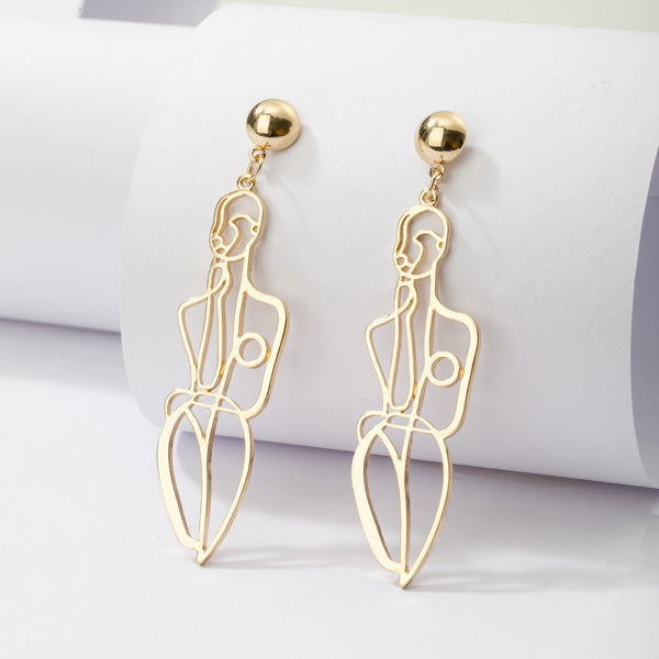 Shrink Creative Alloy Hollow Human Shape Earrings