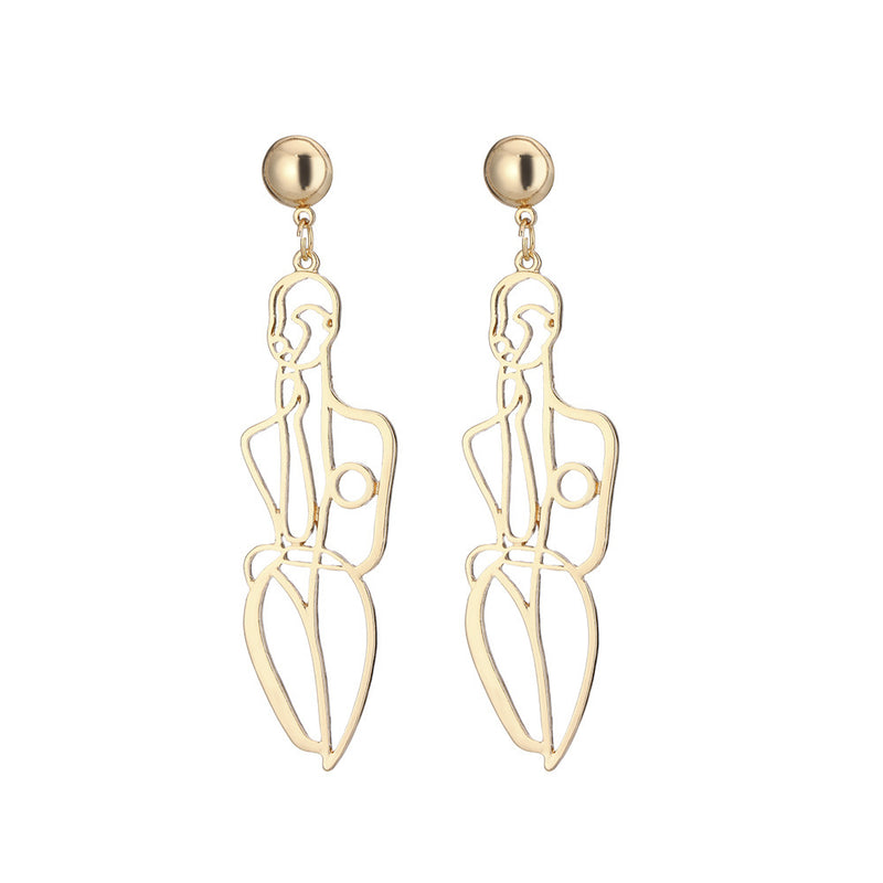 Shrink Creative Alloy Hollow Human Shape Earrings