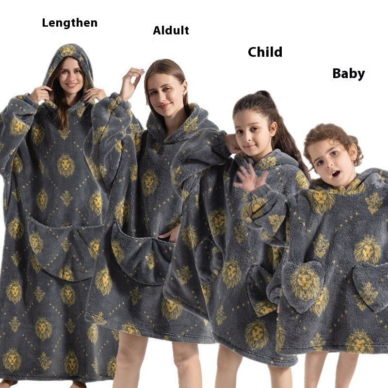 Lazy Blanket Hooded Lengthened Bare Thickened Women's Home Pajamas