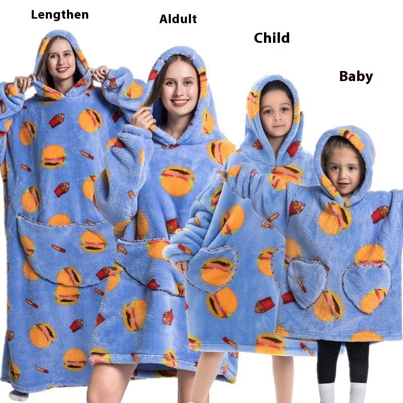 Lazy Blanket Hooded Lengthened Bare Thickened Women's Home Pajamas