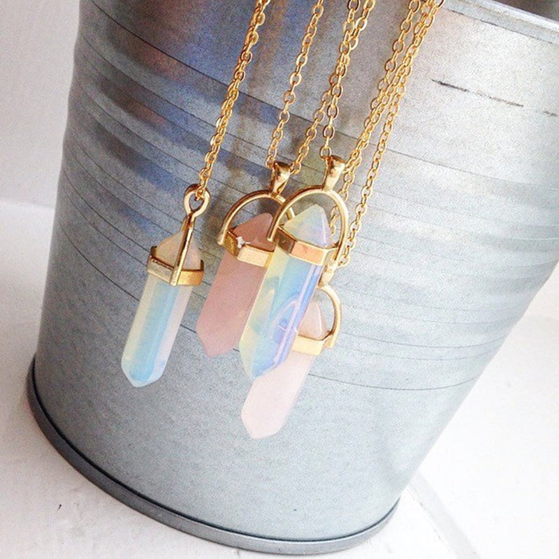 Natural Crystal Stone Pendant Clavicle Necklace