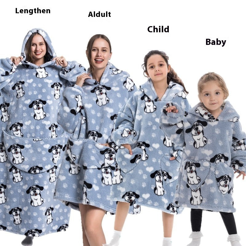 Lazy Blanket Hooded Lengthened Bare Thickened Women's Home Pajamas