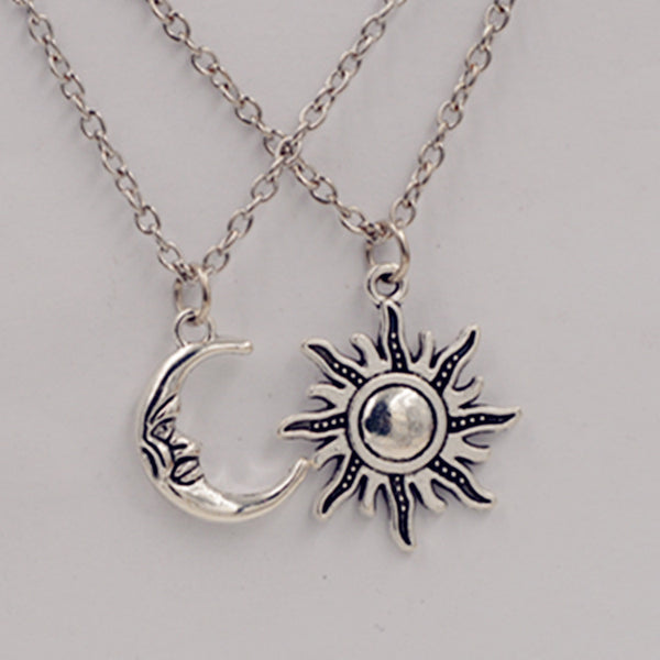 Moon Sun Short Necklace Unisex Alloy Electroplating Tattoo Pendant