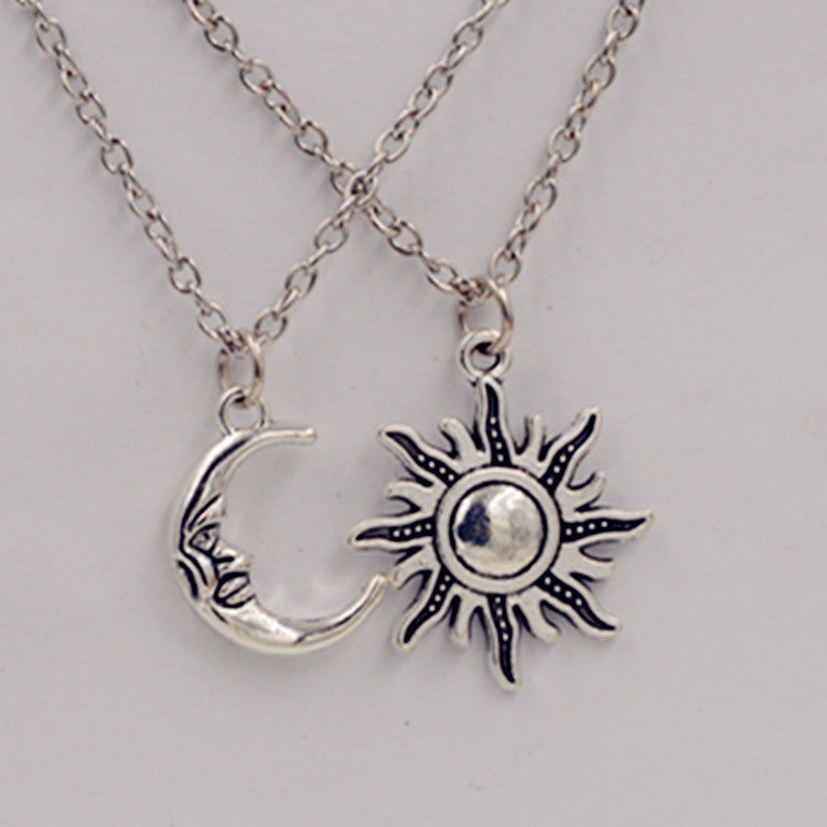 Moon Sun Short Necklace Unisex Alloy Electroplating Tattoo Pendant