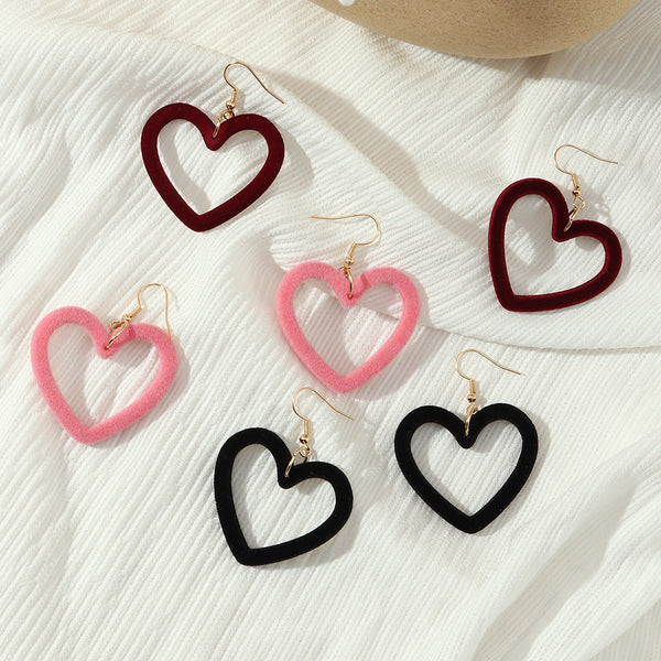 Four-color Lovely Love Girly Acrylic Flocking Earrings